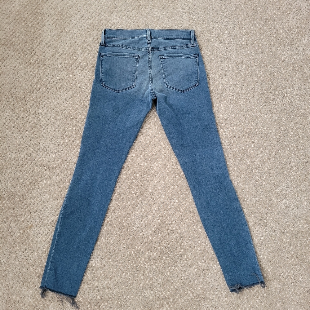 FRAME Le Skinny de Jeanne with Raw Hem in Gifford Blue Jeans Size 25 - Picture 6 of 13